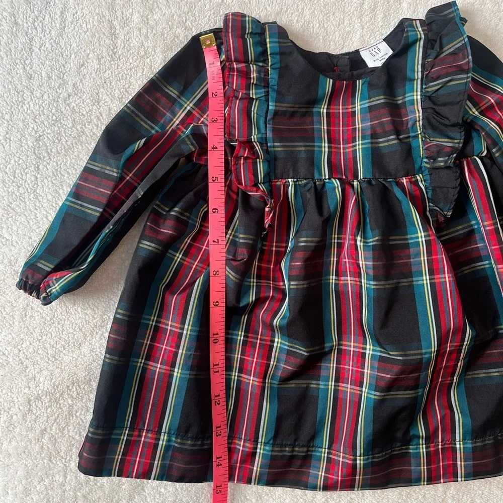 Baby GAP plaid red green black Christmas dress, size 6-12 months